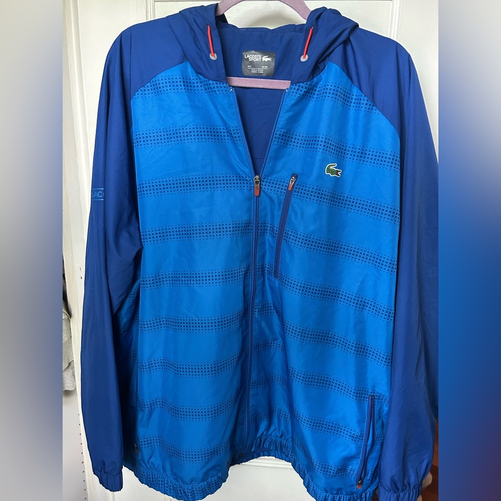 Lacoste Men's Striped Blue Windbreaker with Matching Pants